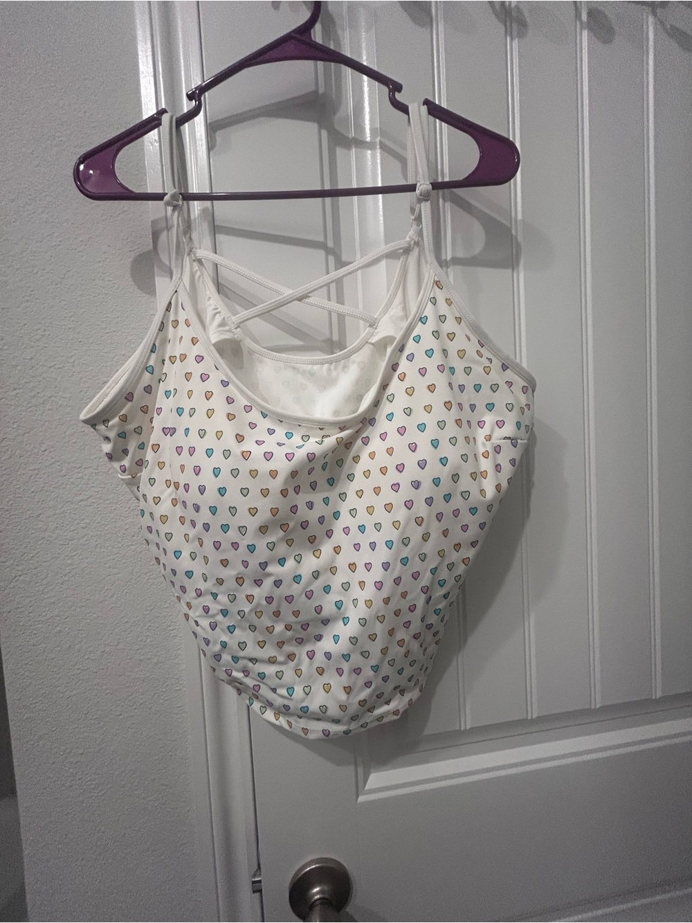 Roller Rabbit Cream Tank with Rainbow Heart Print